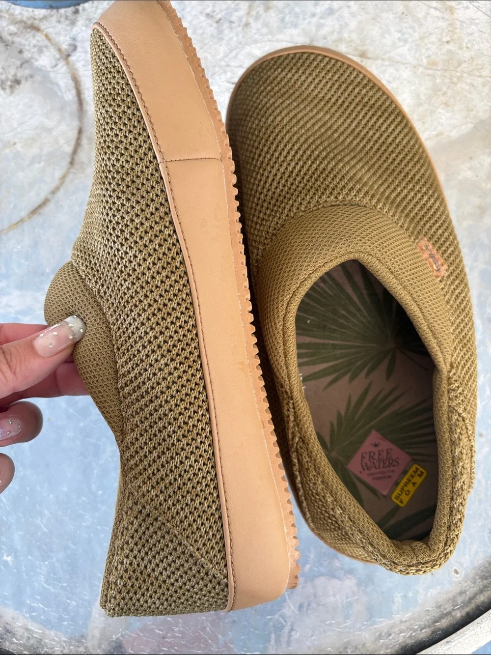 Teva Men's Olive Slip-On Mesh Loafers with Tan Sole